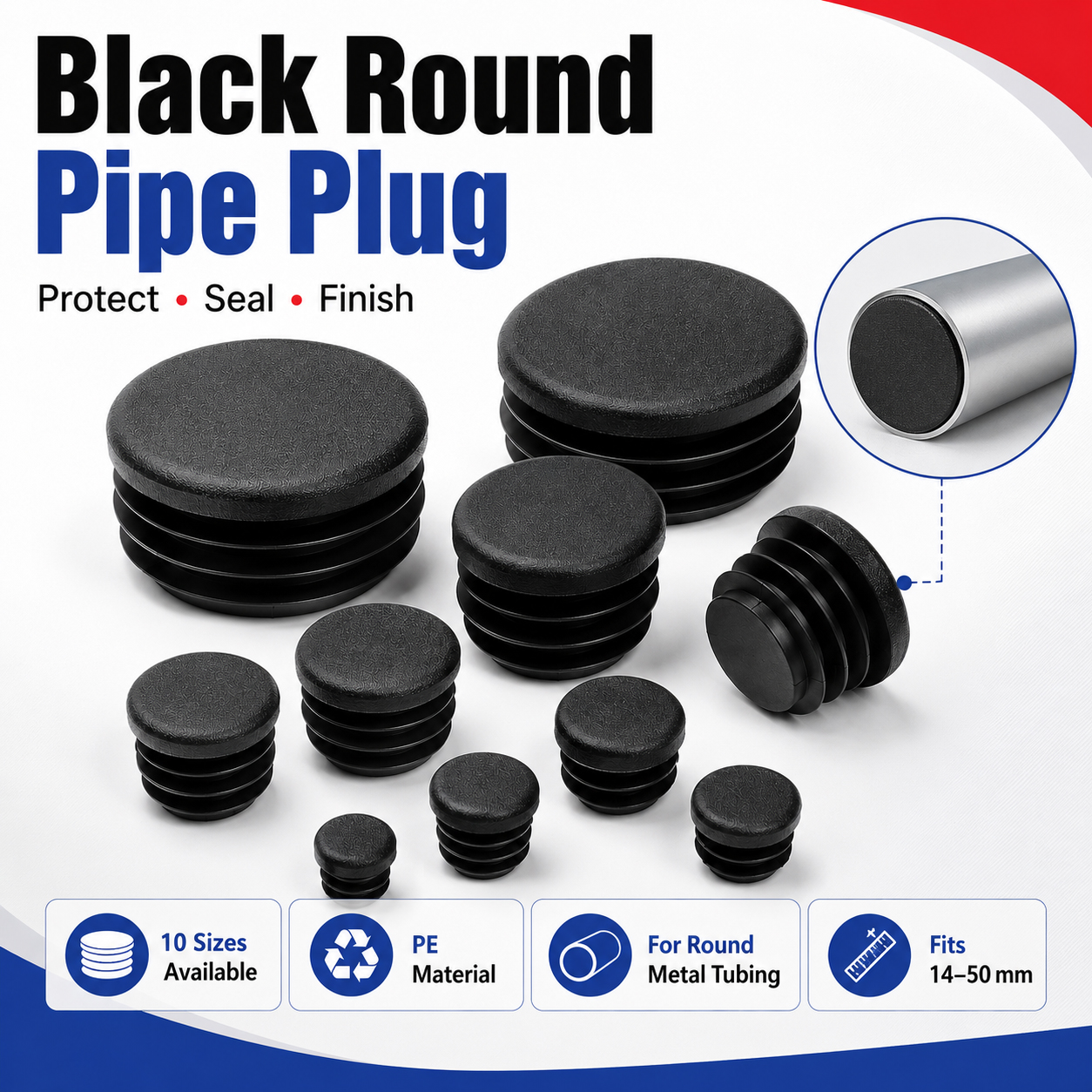 Plastic Pipe Clip - 8-40 Peças Tampas de Plástico Redondas
