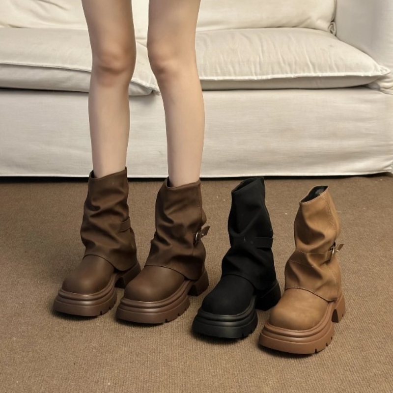 Pipe Bending Spring - Botas Femininas de Cano Curto com