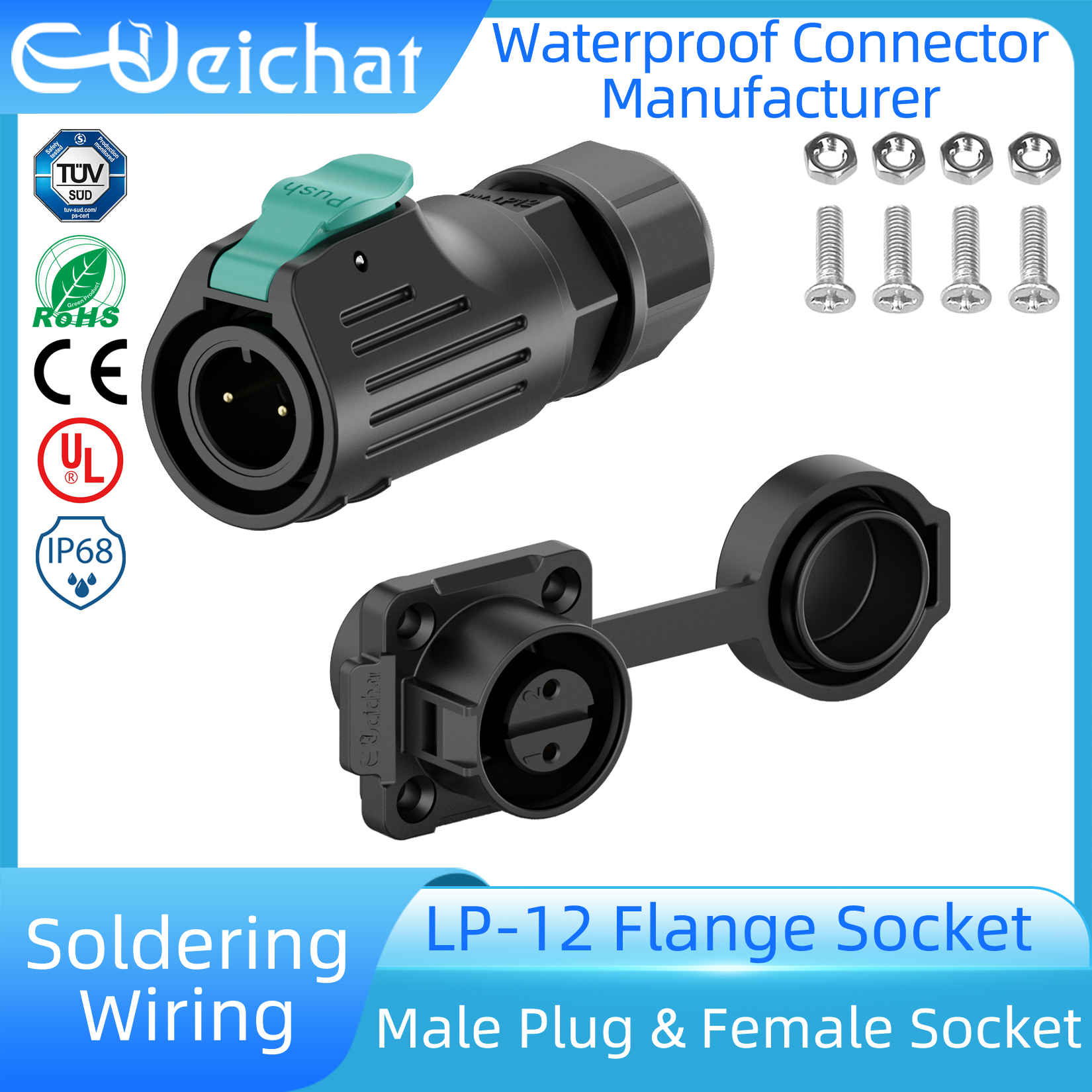 Lp12 m12 ip68 à prova dip68 ág - Push Fit Connector avaliação e preço
